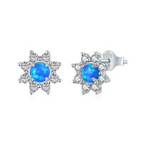 Elegant Flower Sterling Silver Plating Opal Zircon Ear Studs 1 Pair sku image 2