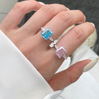 Luxurious Square Sterling Silver Plating Zircon Rings main image 1