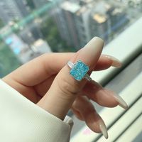 Luxurious Square Sterling Silver Plating Zircon Rings main image 4