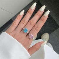 Luxurious Square Sterling Silver Plating Zircon Rings main image 3