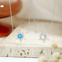 Fashion Sun Silver Plating Inlay Opal Stone Necklace 1 Piece main image 1