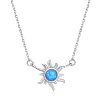 Fashion Sun Silver Plating Inlay Opal Stone Necklace 1 Piece sku image 1