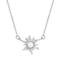 Fashion Sun Silver Plating Inlay Opal Stone Necklace 1 Piece sku image 2