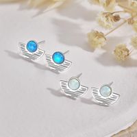 Vintage Style Sector Sterling Silver Plating Opal Ear Studs 1 Pair main image 1