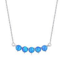 Sweet Round Sterling Silver Plating Opal Pendant Necklace sku image 1