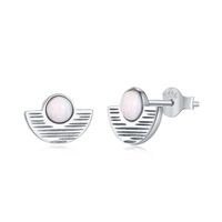 Vintage Style Sector Sterling Silver Plating Opal Ear Studs 1 Pair main image 2