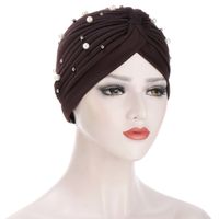Women's Fashion Solid Color Pearl Eaveless Beanie Hat sku image 5