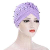 Women's Fashion Solid Color Pearl Eaveless Beanie Hat sku image 9