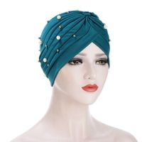 Women's Fashion Solid Color Pearl Eaveless Beanie Hat main image 4