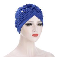 Women's Fashion Solid Color Pearl Eaveless Beanie Hat sku image 6