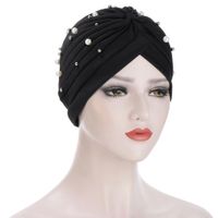 Women's Fashion Solid Color Pearl Eaveless Beanie Hat sku image 1