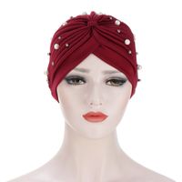 Women's Fashion Solid Color Pearl Eaveless Beanie Hat main image 2