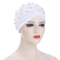 Women's Fashion Solid Color Pearl Eaveless Beanie Hat sku image 2