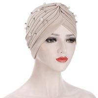 Women's Fashion Solid Color Pearl Eaveless Beanie Hat sku image 8