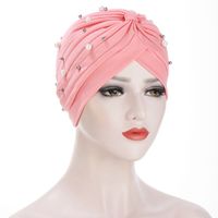 Women's Fashion Solid Color Pearl Eaveless Beanie Hat sku image 10