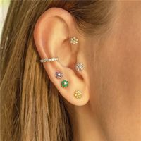 Fashion Flower Sterling Silver Inlay Zircon Ear Studs 1 Pair main image 5
