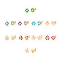 Fashion Flower Sterling Silver Inlay Zircon Ear Studs 1 Pair main image 1