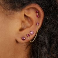 Fashion Flower Sterling Silver Inlay Zircon Ear Studs 1 Pair main image 2