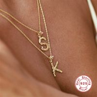 Sterling Silver Simple Style Letter Plating Inlay Zircon Pendant Necklace main image 1