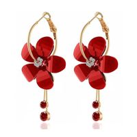 1 Pair Sweet Flower Arylic Alloy Plating Inlay Rhinestones Women's Drop Earrings main image 1
