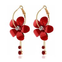 1 Pair Sweet Flower Arylic Alloy Plating Inlay Rhinestones Women's Drop Earrings sku image 1