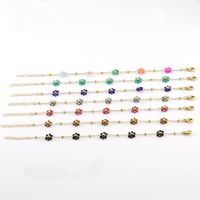 Wholesale Fashion Flower Artificial Crystal Titanium Steel Beaded Plating 18k Gold Plated Bracelets Necklace main image 1