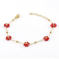 Wholesale Fashion Flower Artificial Crystal Titanium Steel Beaded Plating 18k Gold Plated Bracelets Necklace main image 5