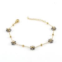 Wholesale Fashion Flower Artificial Crystal Titanium Steel Beaded Plating 18k Gold Plated Bracelets Necklace sku image 1