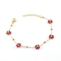 De Gros Mode Fleur Cristal Artificiel Acier Au Titane Perlé Placage Plaqué Or 18k Bracelets Collier sku image 8