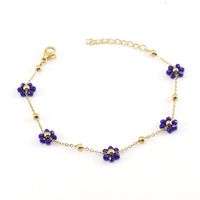 Wholesale Fashion Flower Artificial Crystal Titanium Steel Beaded Plating 18k Gold Plated Bracelets Necklace sku image 6