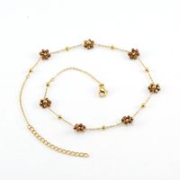 Wholesale Fashion Flower Artificial Crystal Titanium Steel Beaded Plating 18k Gold Plated Bracelets Necklace sku image 10