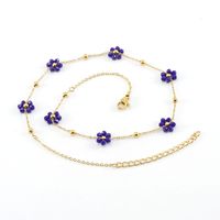 De Gros Mode Fleur Cristal Artificiel Acier Au Titane Perlé Placage Plaqué Or 18k Bracelets Collier sku image 14