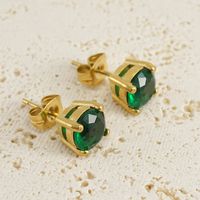 Simple Style Round Stainless Steel Plating Inlay Zircon Ear Studs 1 Pair main image 2