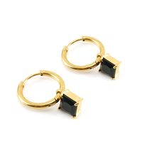 1 Pair Fashion Square Inlay Stainless Steel Zircon 18K Gold Plated Drop Earrings sku image 2