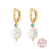 1 Pair Elegant Geometric Sterling Silver Plating Pearl Drop Earrings sku image 1