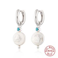 1 Pair Elegant Geometric Sterling Silver Plating Pearl Drop Earrings sku image 2