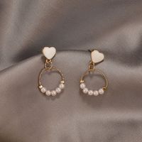 1 Pair Simple Style Round Square Heart Shape Alloy Plating Inlay Rhinestones Pearl Women's Drop Earrings sku image 32