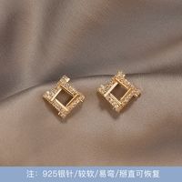 1 Pair Simple Style Round Square Heart Shape Alloy Plating Inlay Rhinestones Pearl Women's Drop Earrings sku image 35