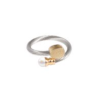 Fashion Circle Stainless Steel Inlay Artificial Gemstones Rings Bracelets Earrings 1 Piece 1 Pair sku image 1