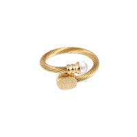 Fashion Circle Stainless Steel Inlay Artificial Gemstones Rings Bracelets Earrings 1 Piece 1 Pair sku image 2