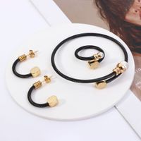 Fashion Circle Stainless Steel Inlay Artificial Gemstones Rings Bracelets Earrings 1 Piece 1 Pair main image 2
