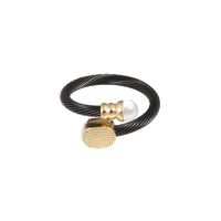 Fashion Circle Stainless Steel Inlay Artificial Gemstones Rings Bracelets Earrings 1 Piece 1 Pair sku image 3