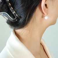 1 Pair Elegant Geometric Titanium Steel Plating Glass Bead Earrings sku image 2