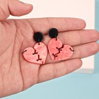 1 Pair Fashion Heart Shape Arylic Drop Earrings sku image 1