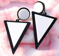 1 Pair Fashion Triangle Round Arylic Patchwork Women's Drop Earrings sku image 1