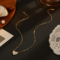 Mode Herzform Titan Stahl Eingelegtes Gold Halskette Mit Anhänger 1 Stück main image 4