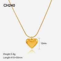 Retro Herzform Titan Stahl Überzug Halskette 1 Stück sku image 1