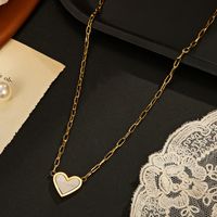 Fashion Heart Shape Titanium Steel Inlaid Gold Pendant Necklace 1 Piece main image 2