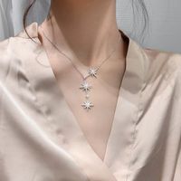 Elegant Fashion Star Titanium Steel Star Diamond Zircon Necklace main image 1
