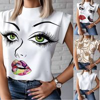 Frau Bluse Kurzarm T-shirts Drucken Patchwork Mode Menschliches Gesicht main image 6